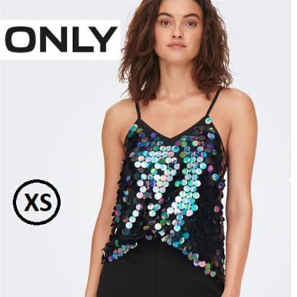 Nwt - Only, Women's Sequins Sleeveless Top. Size: Xs (Us)